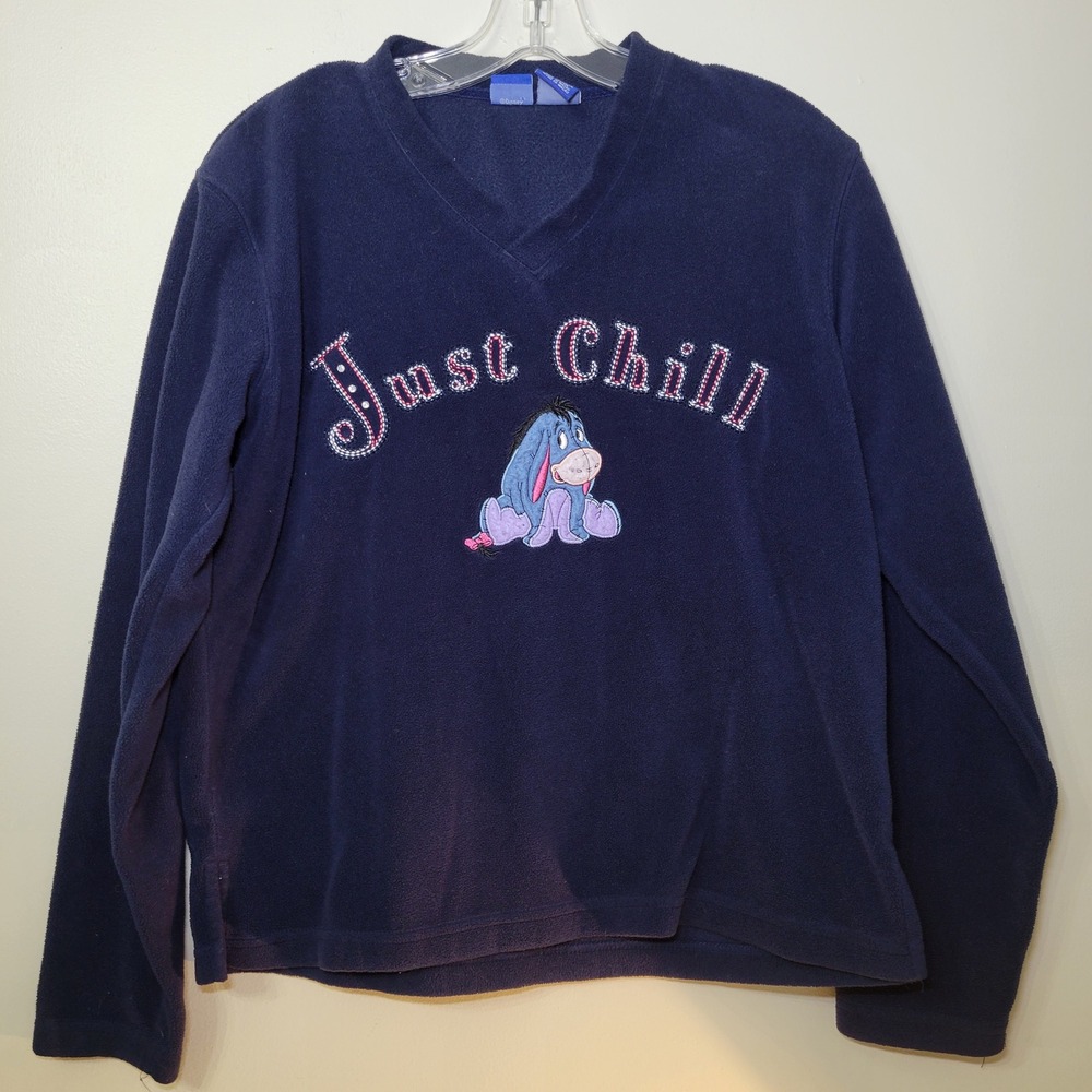 Disney Eeyore Just‎ Chill V-Neck Navy Woman's Medium Sweatshirt